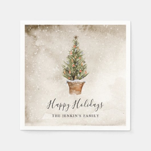 ハッ素朴プホリデーズパーソナライズされた紙コースター スタンダードカクテルナプキン (正面)