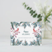 ハッ素朴プモダンホリデーズ松の枝と鳥 シーズンポストカード (スタンド正面)