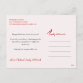 ハッ素朴プモダンホリデーズ松の枝と鳥 シーズンポストカード (裏面)