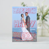 ハッ結婚したプ応援レッドブロック–3x5クリスマスカード 招待状 (スタンド正面)