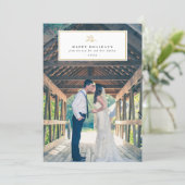 ハッ結婚したメリープホリデークリスマスフォトカード シーズンカード (スタンド正面)