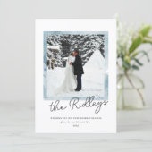 ハッ結婚したメリープホリデークリスマスフォトカード シーズンカード (スタンド正面)