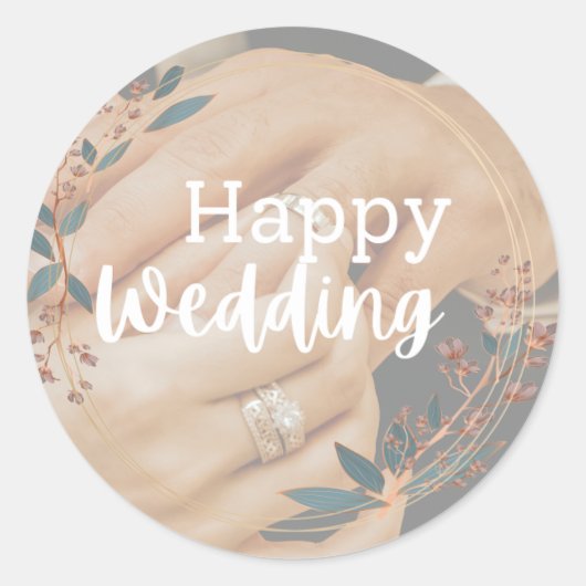 ハッ結婚ピーのステッカー結婚ラベルの付属品 ラウンドシール (正面)