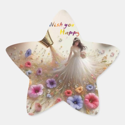 ハッ結婚ピーのステッカー 星シール (正面)