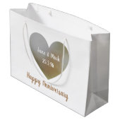 ハッ結婚ピーの記念日バッグ、ハート形の真珠 ラージペーパーバッグ (裏面アングル)