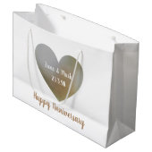 ハッ結婚ピーの記念日バッグ、ハート形の真珠 ラージペーパーバッグ (正面アングル)