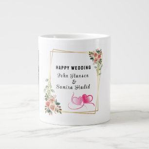 「ハッ結婚ピーの記念日」婚約カップル ジャンボコーヒーマグカップ