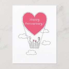 ハッ結婚ピー記念日赤いハート結婚したカップル ポストカード
