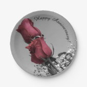 ハッ結婚ピー記念日 | Red Roses写真 ペーパープレート (正面)