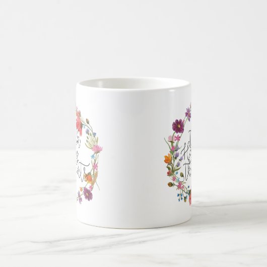 ハッ考えプ思考の幸福感動的引用文 コーヒーマグカップ (中央)