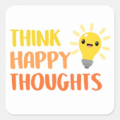 ハッ考えプ思考ステッカーやる気を起こさせる引用文 スクエアシール (正面)