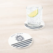 ハッ航海のト、いかり、ホイールネイビーブルーストライプの コースター (側面)