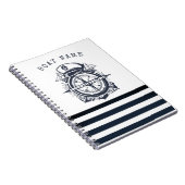 ハッ航海のト、いかり、ホイールネイビーブルーストライプの ノートブック (右側)