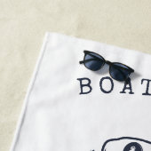 ハッ航海のト、いかり、ホイールネイビーブルーストライプの ビーチタオル (インサイチュ)