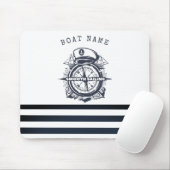 ハッ航海のト、いかり、ホイールネイビーブルーストライプの マウスパッド (マウス)