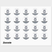 ハッ航海のト、いかり、ホイールネイビーブルーストライプの ラウンドシール (シート)