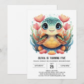 ハッ航海のプタートルガール誕生日 招待状 (正面/裏面)