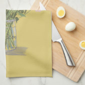 ハッ芸術品を気取ったプカラフルワイルドフラワー+名前をカスタムする キッチンタオル (四つ折り)