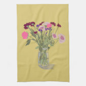 ハッ芸術品を気取ったプカラフルワイルドフラワー+名前をカスタムする キッチンタオル (縦)