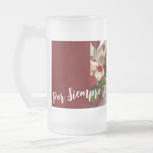 ハッ赤と白プアニバーサリー写真スペインの フロストグラスビールジョッキ (左)