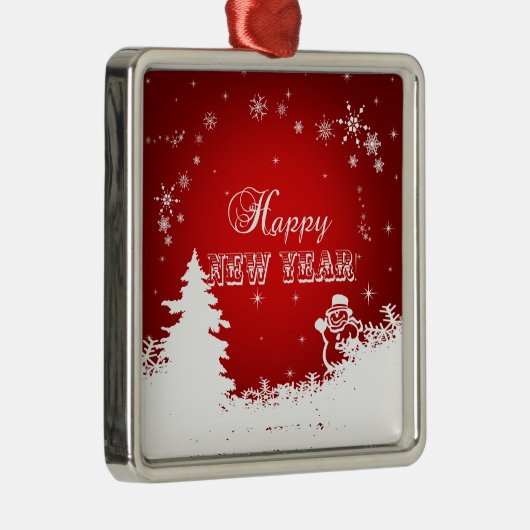 ハッ赤と白プニューイヤータイポグラフィ メタルオーナメント (右)