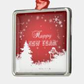 ハッ赤と白プニューイヤータイポグラフィ メタルオーナメント (左)