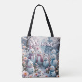 ハッ魅力的ピー雪だるまファミリーウィンタートート トートバッグ (裏面)