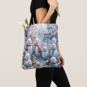 ハッ魅力的ピー雪だるまファミリーウィンタートート トートバッグ (クローズアップ)