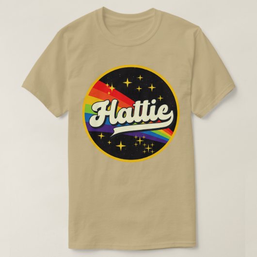 ハティレインボーイン宇宙ヴィンテージスタイル Tシャツ (デザイン正面)