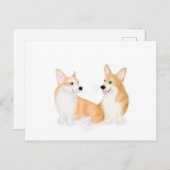ハティ&リーかわいいペムブロークウェルシュのコーギスポストカード ポストカード (正面/裏面)