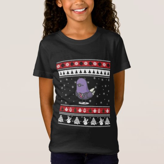 ハトおもしろいの醜いクリスマス Tシャツ (正面)