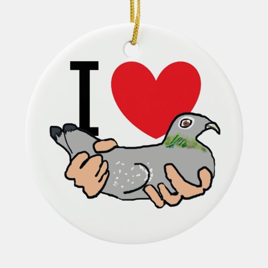 ハトが大好き セラミックオーナメント (正面)