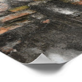 ハトが引き裂かれた壁に座って枝を持つ ポスター (角)