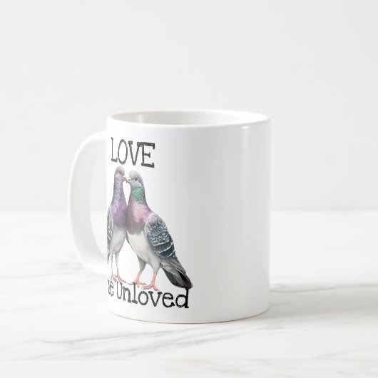 ハトが愛する愛されない都会の野鳥 コーヒーマグカップ (正面左)