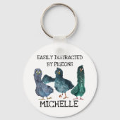 ハトが気を散パーソナライズされたらした鳥の恋人 キーホルダー (正面)