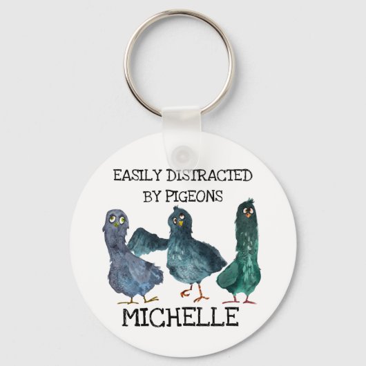 ハトが気を散パーソナライズされたらした鳥の恋人 キーホルダー (正面)
