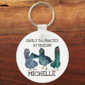 ハトが気を散パーソナライズされたらした鳥の恋人 キーホルダー (正面)