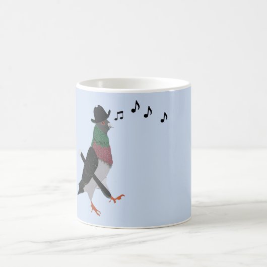 ハトが街をおもしろい歩く コーヒーマグカップ (中央)