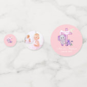 ハトとクロスベビーの洗礼を持つピンクのバゾウ コンフェッティ (裏面)