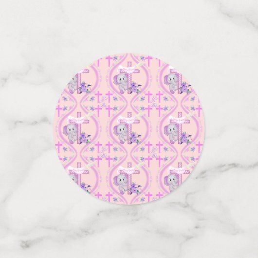 ハトとクロスベビーの洗礼を持つピンクのバゾウ コンフェッティ (スモール正面)