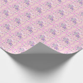 ハトとクロスベビーの洗礼を持つピンクのバゾウ ラッピングペーパー (角)