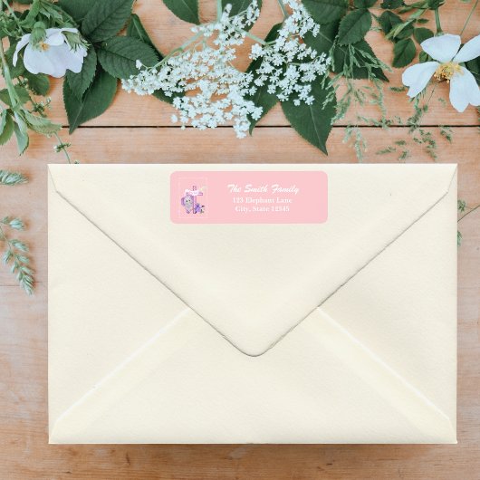 ハトとクロスベビーの洗礼を持つピンクのバゾウ ラベル