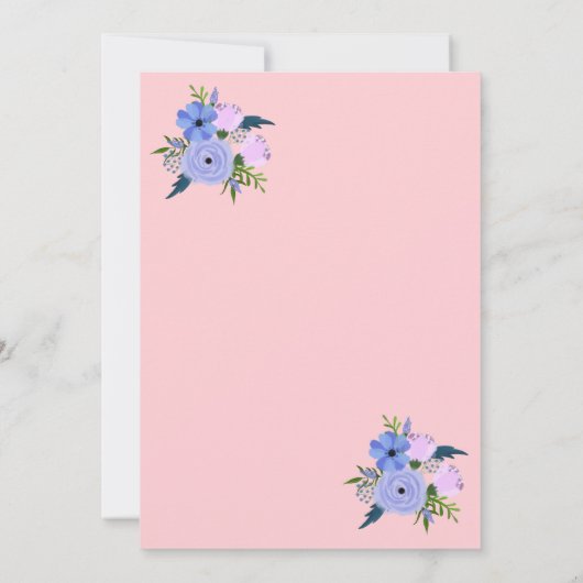 ハトとクロスベビーの洗礼を持つピンクのバゾウ 招待状 (裏面)