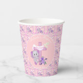 ハトとクロスベビーの洗礼を持つピンクのバゾウ 紙コップ (正面)