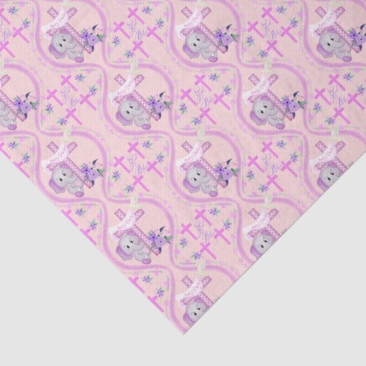 ハトとクロスベビーの洗礼を持つピンクのバゾウ 薄葉紙 (詳細)