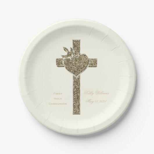 ハトとハートとの最初の聖餐式 ペーパープレート (正面)