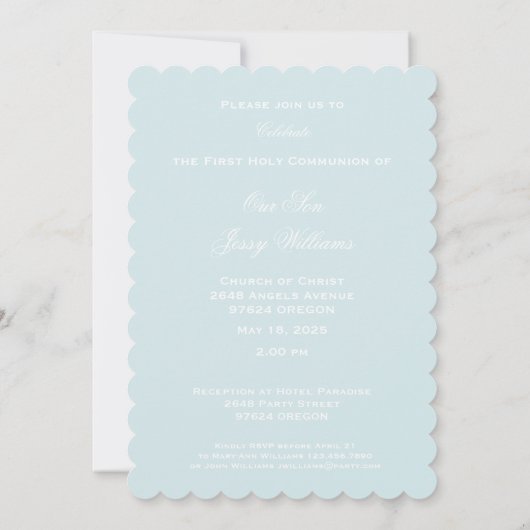 ハトとハートとの最初の聖餐式 招待状 (裏面)