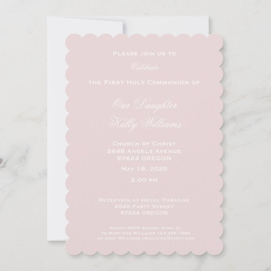 ハトとハートとの最初の聖餐式 招待状 (裏面)