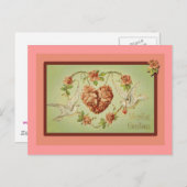 ハトとハートのバレンタインカード シーズンポストカード (正面/裏面)