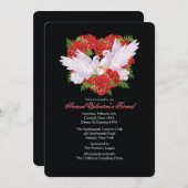 ハトとバラバレンタイン招待状 招待状 (正面/裏面)